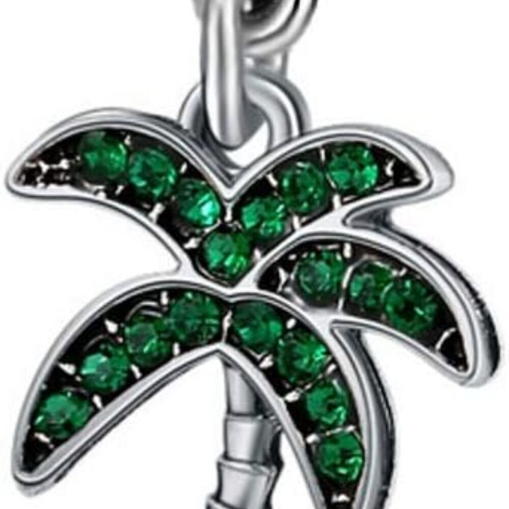 Dangle Green Crystal Coconut/Palm Tree Charm Bead